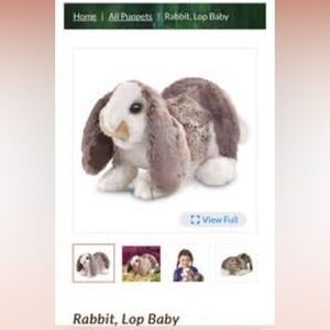 Folkmanis Baby Lop Rabbit hand puppet stuffed animal